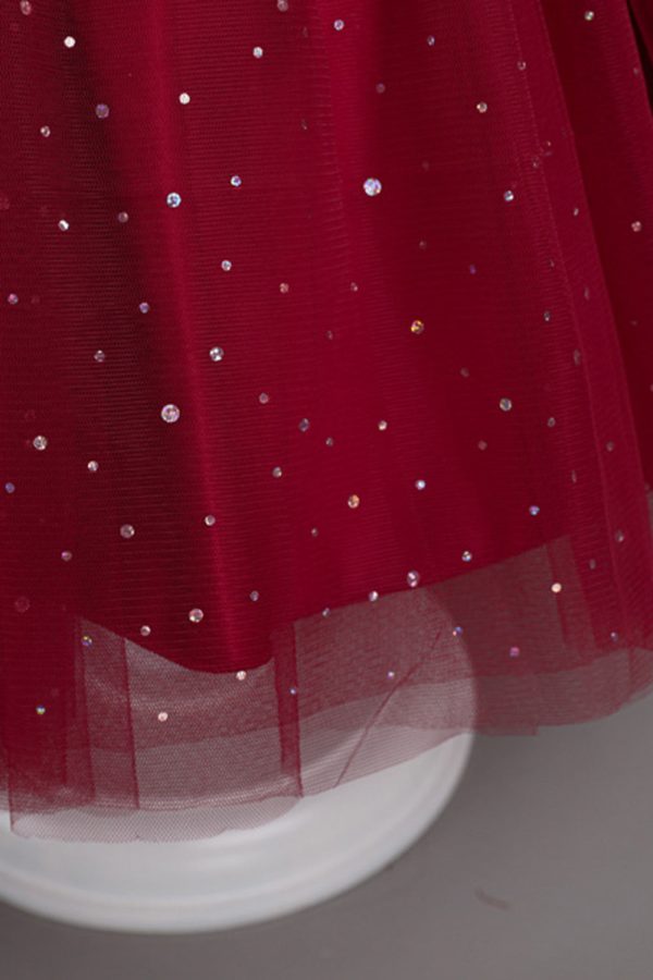 A Line Off the Shoulder Burgundy Tulle Girl Dress Discount