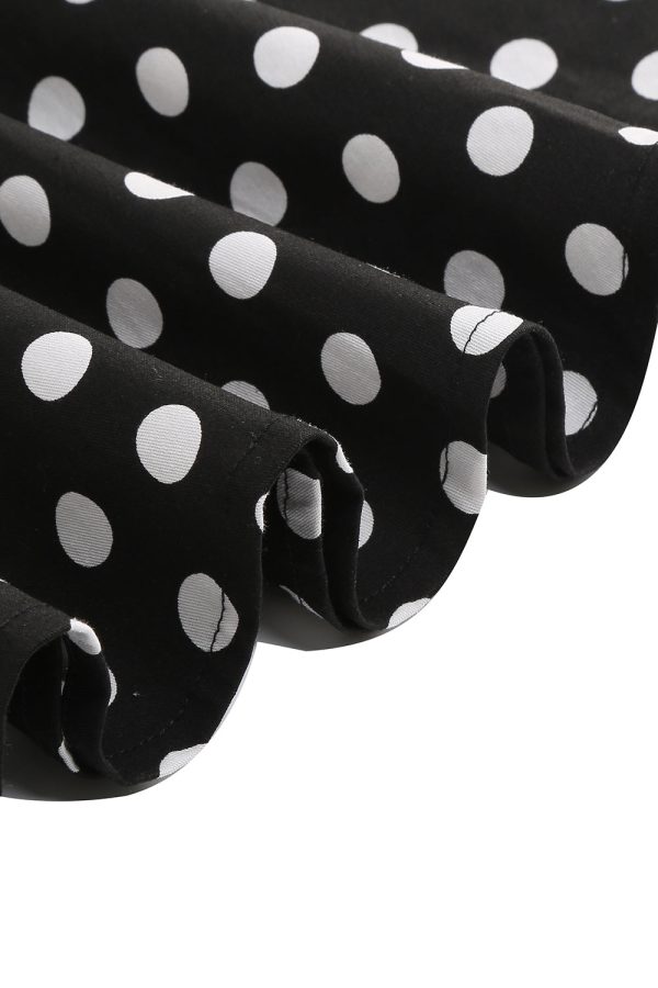 Bateau Neck Polka Dots White Vintage Girl Dresses on Sale