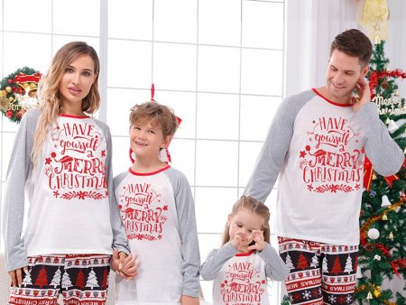 Print Grey Long Sleeves Matching Family Christmas Pajamas For Sale