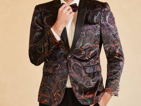 Black Jacquard Shawl Lapel One Button Men s Prom Blazer Online Sale