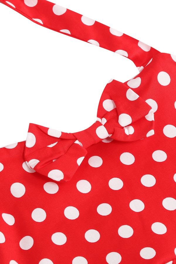 Halter Red Vintage Polka Dot 50 s Girls Dress with Bow Online