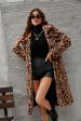 Brown Leopard Printed Faux Fur Long Women Coat Online now