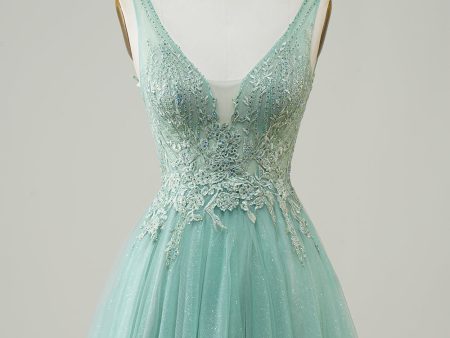 A Line Cute Green Homecoming Dress with Appliques Online