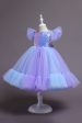 Purple Cap Sleeves Sequins A Line Girls Party Dresses Supply