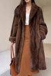 Coffee Open Front Faux Fur Long Women Fluffy Coat For Sale