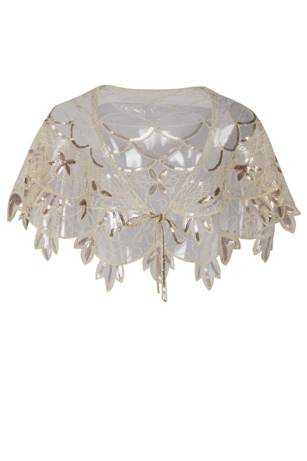 1920s Ivory Flower Sequin Women Cape Online