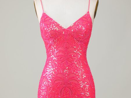 Unique Sparkly Fuchsia Beaded Tight Short Homecoming Dress Sale