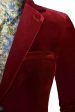 Burgundy Velvet Single Breasted Men s Blazer Online Hot Sale