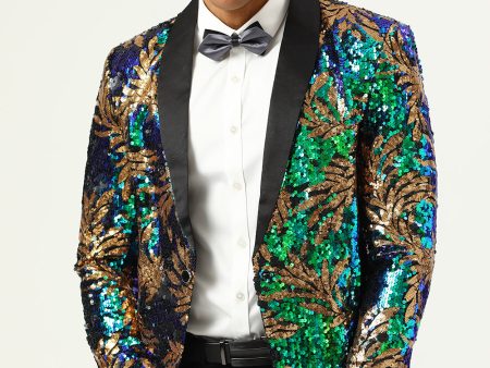 Sparkly Dark Green Sequins Men s Prom Blazer Fashion