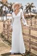 Ivory Boho Simple Sheath Long Sleeves Wedding Dress with Lace Online Sale