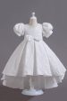 White A Line Girls  Dress With Bow For Cheap