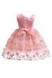 A Line Pink Bow Girls Dress With Appliques Online Sale