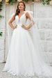 Ivory Detachable Watteau Train Tulle Wedding Dress For Sale