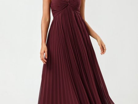 A-Line Sleeveless Burgundy Bridesmaid Dress For Sale