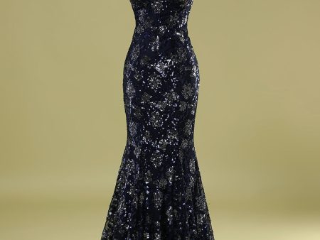 Navy Evening Dress with Beading Sequins Sale