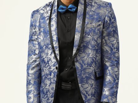 Blue Jacquard Shawl Lapel Men s Prom Jacket Online now