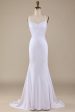 White Mermaid Lace-Up Back Sweep Train Wedding Dress Fashion