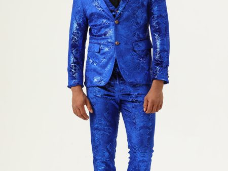 Sparkly Royal Blue Sequins 3 Piece Men s Prom Suits Online