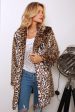 Brown Leopard Printed Notched Lapel Long Faux Fur Women Coat For Sale