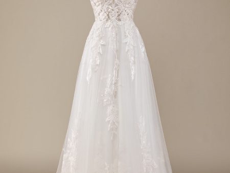 Ivory A-Line Tulle Criss-Cross Straps Back Wedding Dress For Sale