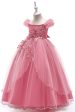 A-Line Beaded Blush Girls Dresses with Appliques Cheap