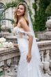 Sparkly White Off the Shoulder Corset Mermaid Tulle Wedding Dress with Sequins Discount