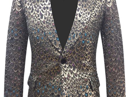 Golden Jacquard Shawl Lapel Men s Blazer For Sale