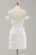 White Off the Shoulder Cut Out Wedding Dress with Detachable Tulle Online