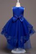 Dark Blue High Low Appliques Girls Dresses Online Sale