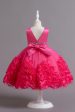 Fuchsia A Line Sequin Flower Girls  Party Dress With Bow on Sale