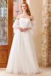 A Line Off the Shoulder White Wedding Dress with Long Sleeves Online Hot Sale