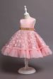 A Line Jewel Neck Pink Girl Party Dress with Appliques Online Sale