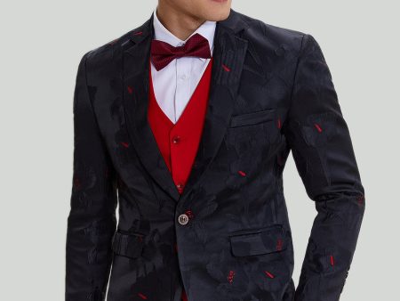 Black Notched Lapel Single Breasted Blazer Cheap