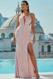 Light Pink Halter Neck Sequined Mermaid Prom Dress Hot on Sale