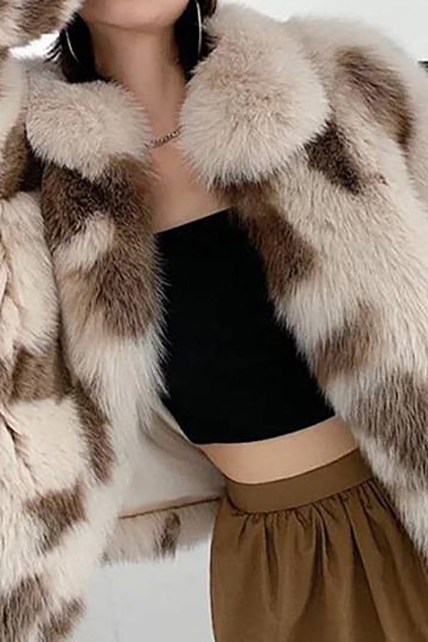 Khaki Shawl Lapel Midi Faux Fur Shearling Coat Discount