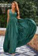 Green Deep V Neck Long Bridesmaid Dress Online now