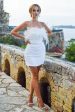 Sheath Strapless White Homecoming Dress with Feathers Sale