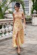 Yellow Flower A Line Corset Wedding Guest Dress For Sale