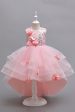 Pink High Low Appliques Sparkly Girls Dresses For Sale