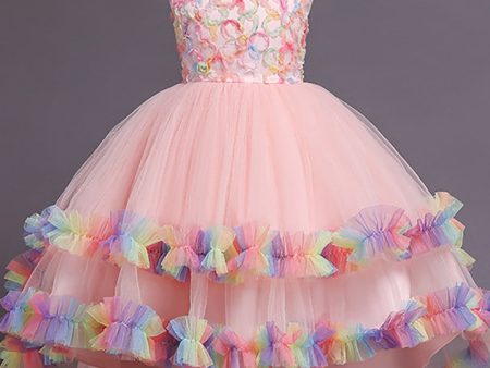 Pink High Low Boat Neck Flower Girl Dress Hot on Sale