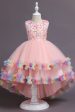 Pink High Low Boat Neck Flower Girl Dress Hot on Sale