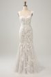 White Mermaid Off the Shoulder Sweep Train Wedding Dress with Applique Lace Fashion