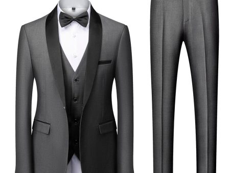 Grey Shawl Lapel Men s 3 Pieces Suits Fashion