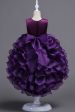 High Low Round Neck Sleeveless Purple Girls Party Dresses Supply