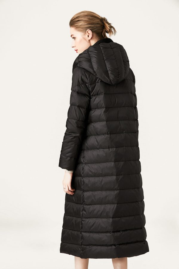 Ivory Button Quilted Puffer Jacket with Faux Fur Hood Online