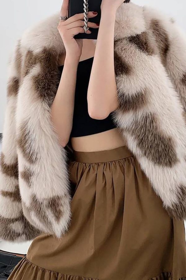 Khaki Shawl Lapel Midi Faux Fur Shearling Coat Discount