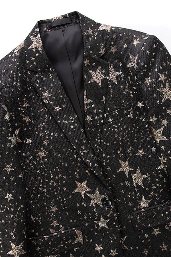 Black Stars Men s Prom Blazer Discount