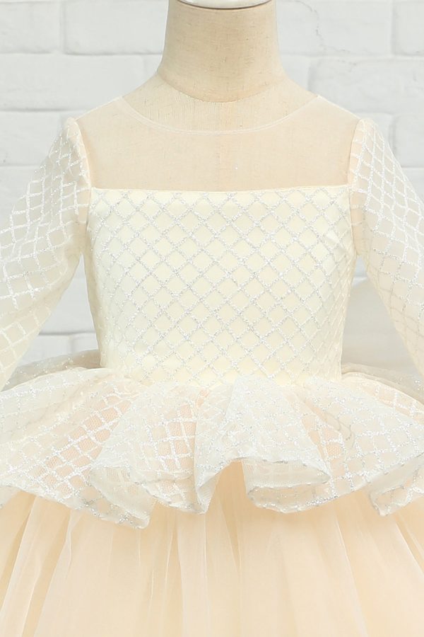 Apricot High-low Flower Girl Dress with Bow Online Hot Sale