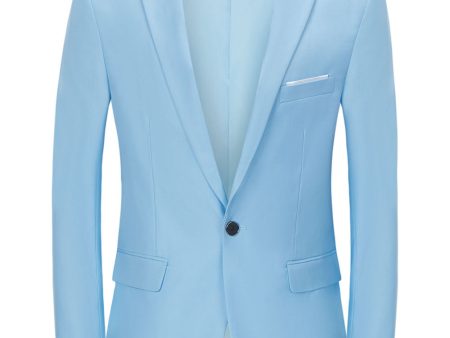 Men s Light Blue Notched Lapel One Button Wedding Blazer For Cheap