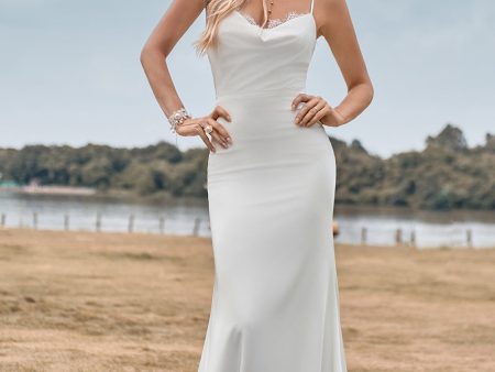 Simple Spaghetti Straps White Bridal Dress with Criss Cross Back Hot on Sale